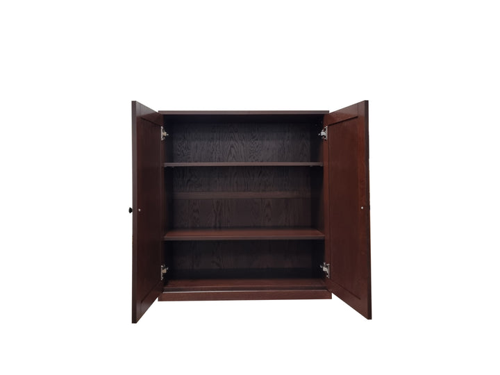 Premium 100% Solid European Oak Hardwood 6-Shelf Modular Bookcase with Bottom Shaker Doors – 32" Wide, 71.5" Tall