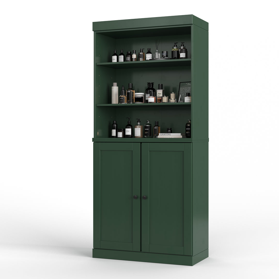 100% Solid Brazilian Pine Wood 32" Bathroom Storage Cabinet with Bottom Shaker Doors and Adjustable Shelves