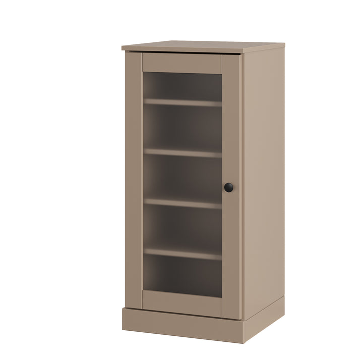 100% Solid Wood Narrow Frosted Glass Door Shoe Storage Cabinet with Adjustable Shelves, Space Saving Stackable Organizer, 16.5" W x 35.75" H