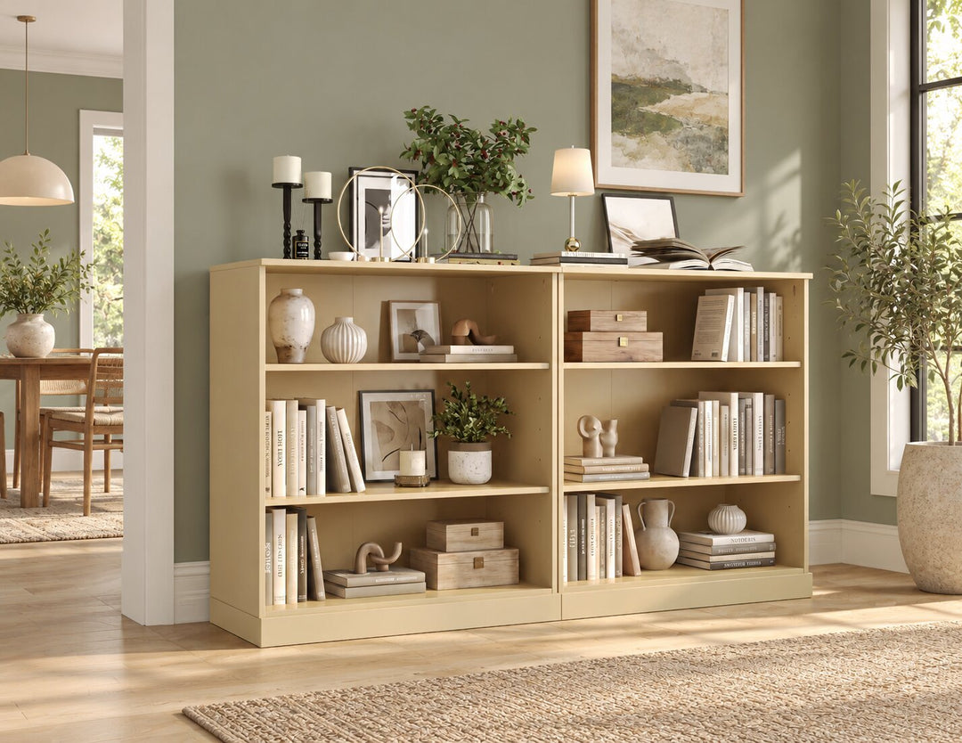 100% Solid Wood Freestanding Modular 6-Shelf Bookcase Cabinet with Open Adjustable Shelves, Display Storage Bookshelf, 64" W x 35.75" H