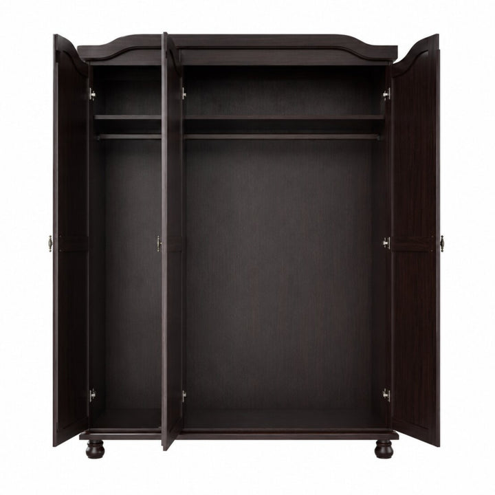 100% Solid Wood 3-Door Wardrobe Armoire with Raised Panel Doors, Bedroom Closet Storage - Kyle Collection