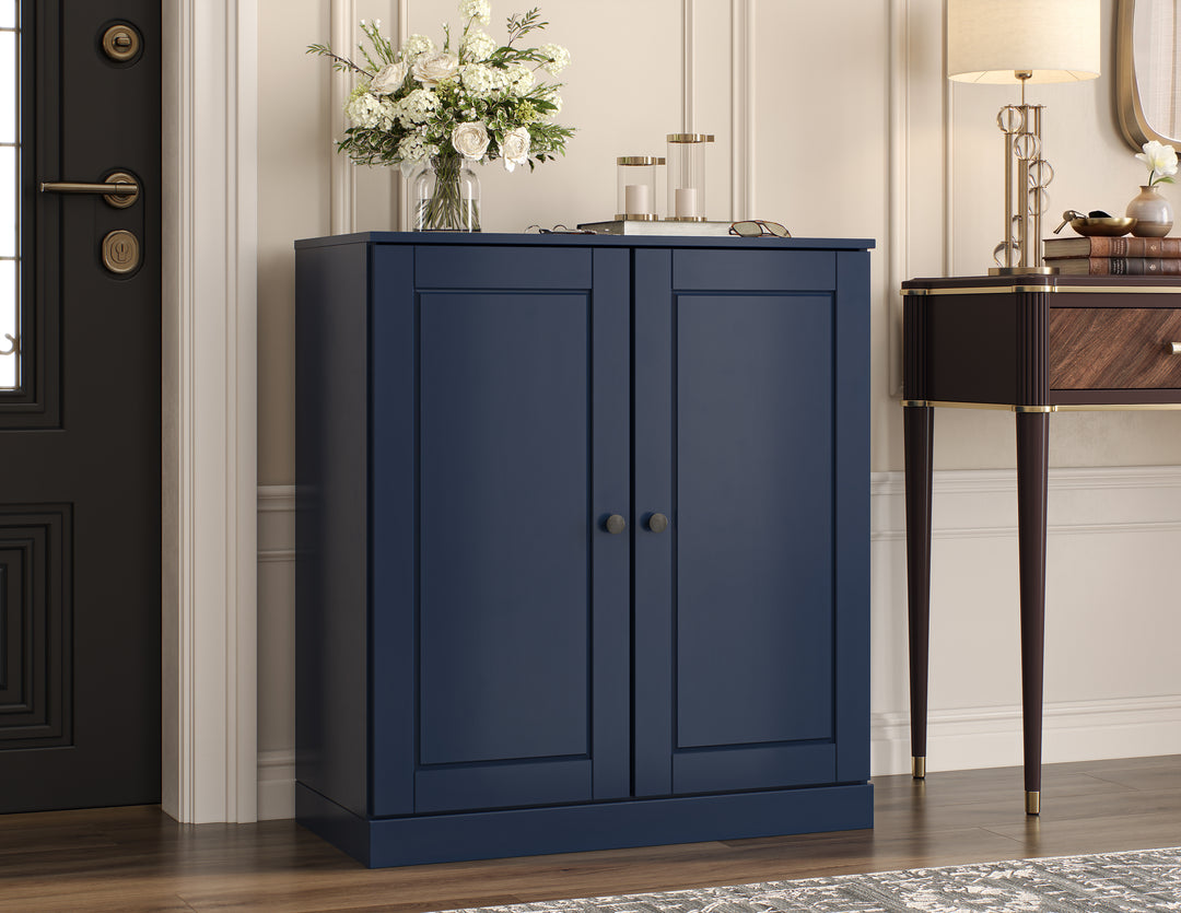 100% Solid Wood Shoe Storage Cabinet with Raised Panel Doors, Adjustable Shelves, Space Saving Stackable Entryway Organizer, 32" W x 35.75" H