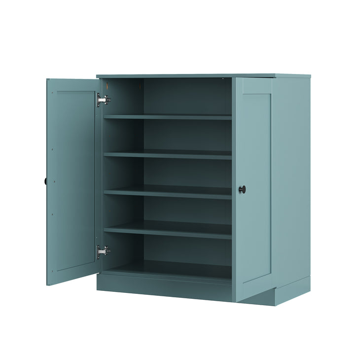 100% Solid Wood Shoe Storage Cabinet with Shaker Doors, Adjustable Shelves, Space Saving Stackable Entryway Organizer, 32" W x 35.75" H