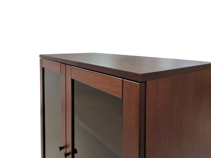 Premium 100% Solid European Oak Hardwood 6-Shelf Modular Bookcase with Tinted Glass Doors – 32" Wide, 71.5" Tall