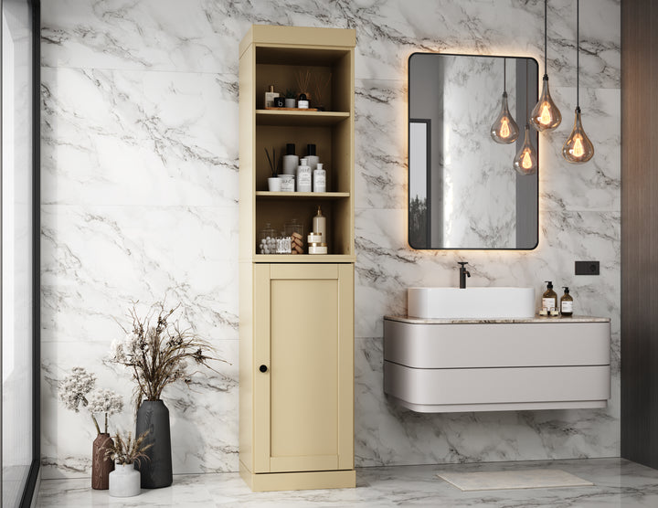 100% Solid Wood 16.5" Tall Bathroom Storage Cabinet , Shaker Door, Adjustable Shelves