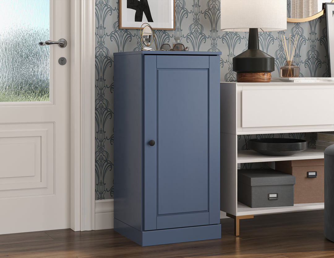 100% Solid Wood Narrow Shoe Storage Cabinet with Raised Panel Door, Adjustable Shelves, Space Saving Stackable Organizer, 16.5" W x 35.75" H