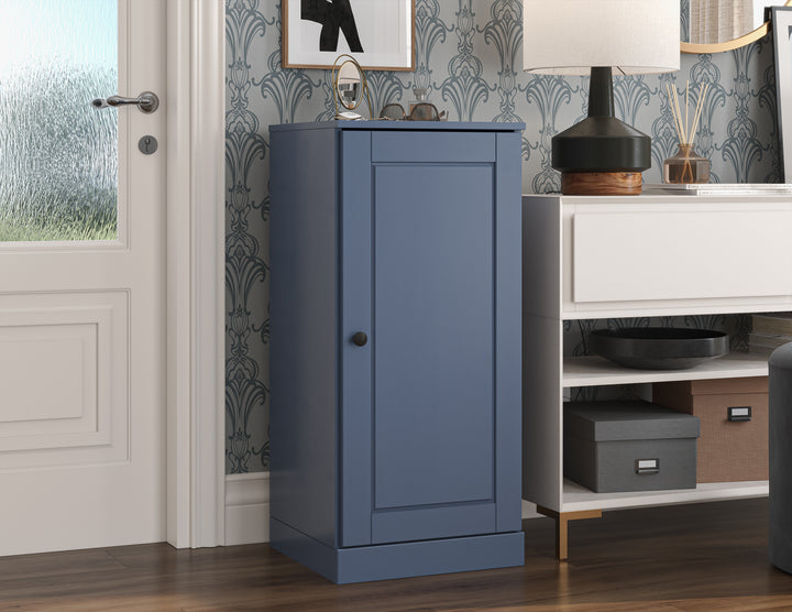 100% Solid Wood Narrow Shoe Storage Cabinet with Raised Panel Door, Adjustable Shelves, Space Saving Stackable Organizer, 16.5" W x 35.75" H