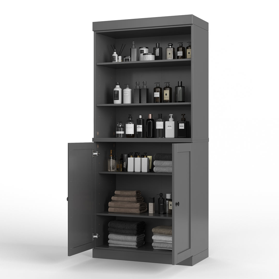 100% Solid Brazilian Pine Wood 32" Bathroom Storage Cabinet with Bottom Shaker Doors and Adjustable Shelves