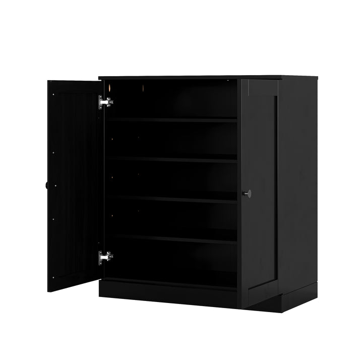 100% Solid Wood Shoe Storage Cabinet with Shaker Doors, Adjustable Shelves, Space Saving Stackable Entryway Organizer, 32" W x 35.75" H