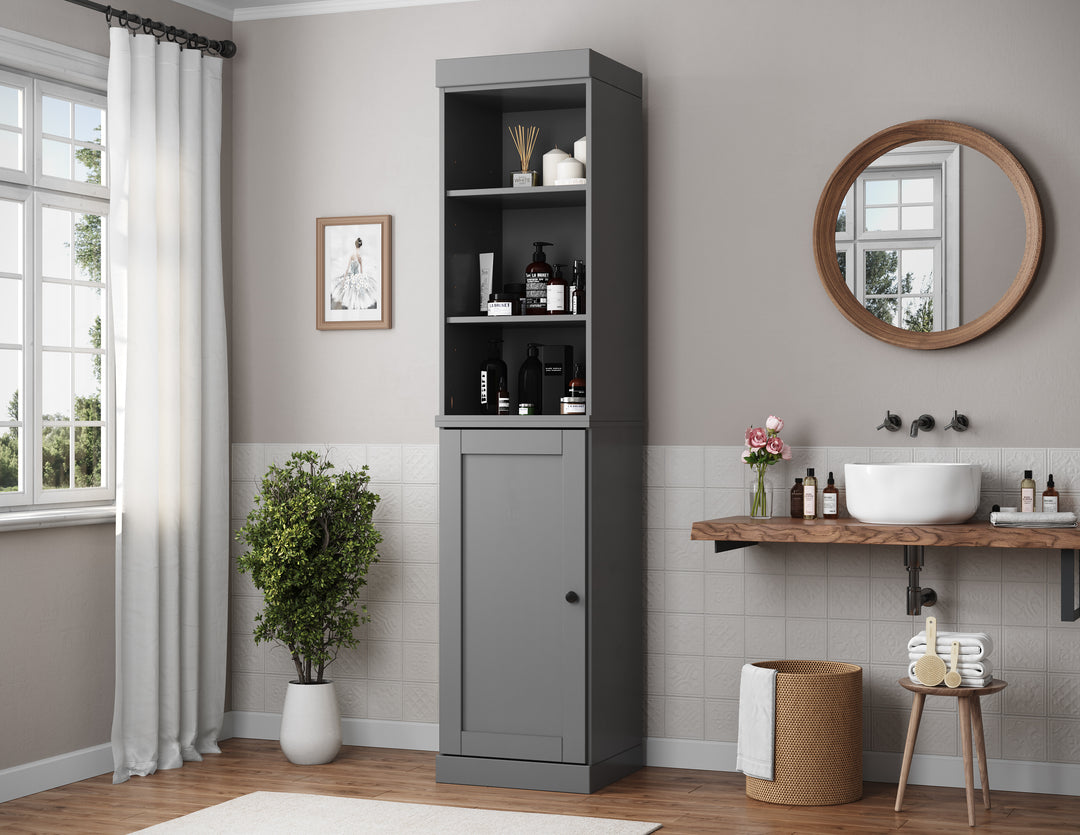 100% Solid Wood 16.5" Tall Bathroom Storage Cabinet , Shaker Door, Adjustable Shelves