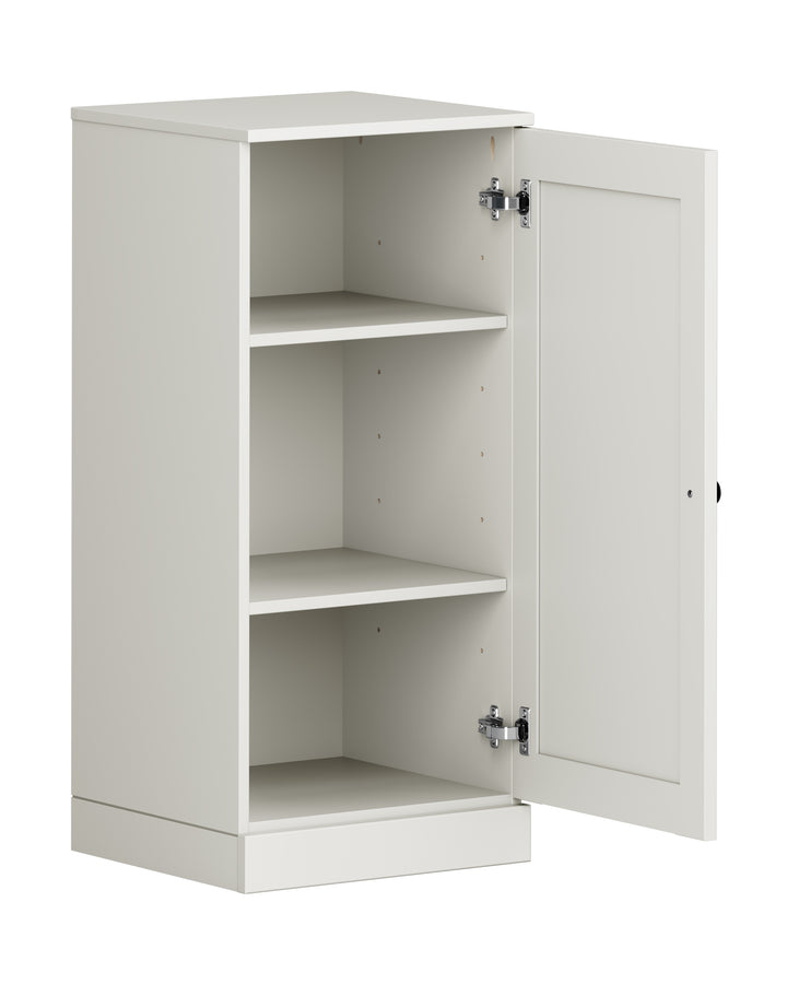 100% Solid Wood Freestanding Bathroom Linen Storage Cabinet with Shaker Door, Adjustable Shelves, 16.5" W x 35.75" H