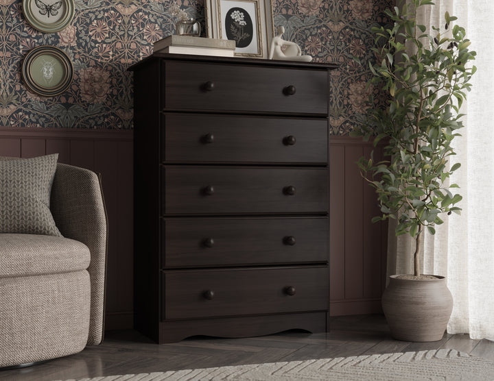 100% Solid Wood 5-Drawer Chest