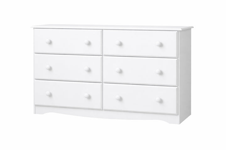 100% Solid Wood Double 6-Drawer Dresser with Mirror, Wide Bedroom Storage Chest