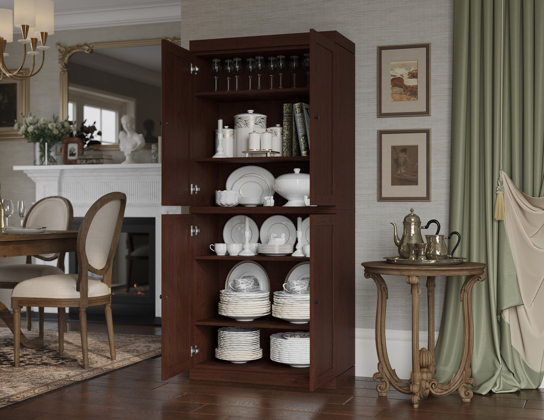 Premium 100% Solid European Oak Hardwood Modular Dining Room Cabinet with Shaker Doors – 32" Wide, 71.5" Tall