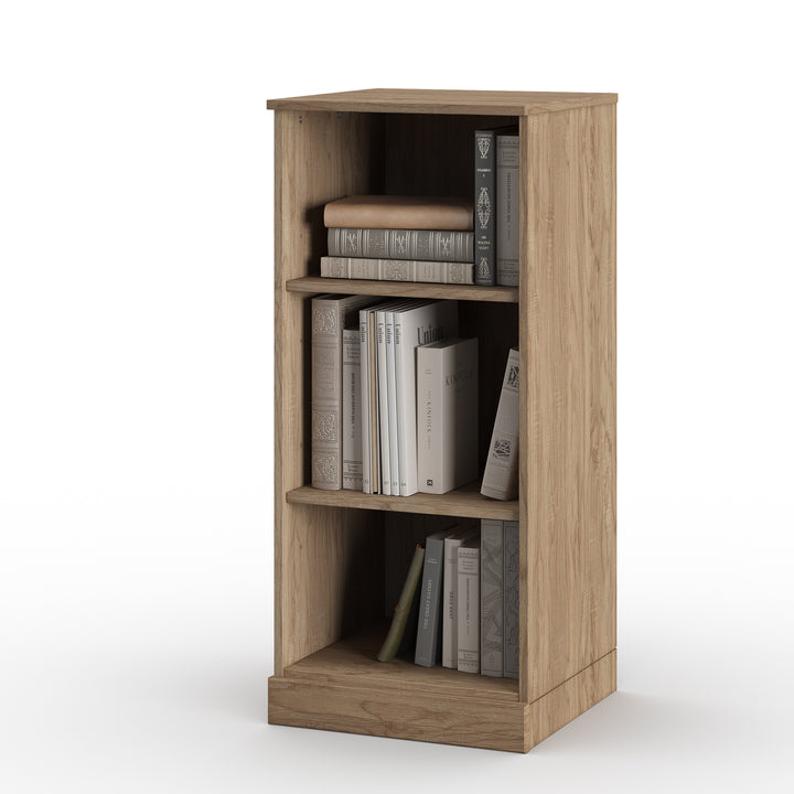 Premium 100% Solid European Oak Hardwood 3-Shelf Modular Bookcase – 16" Wide, 35.75" Tall