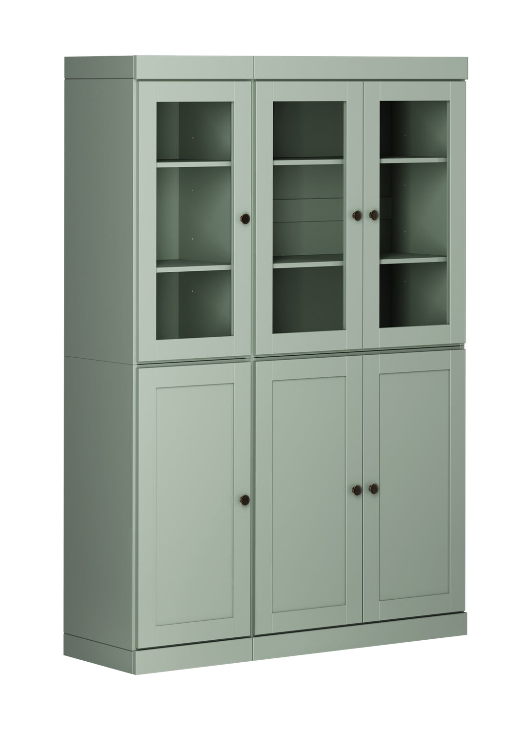100% Solid Wood 48.5" China Pantry Cabinet, 3 Glass Doors, 3 Shaker Doors