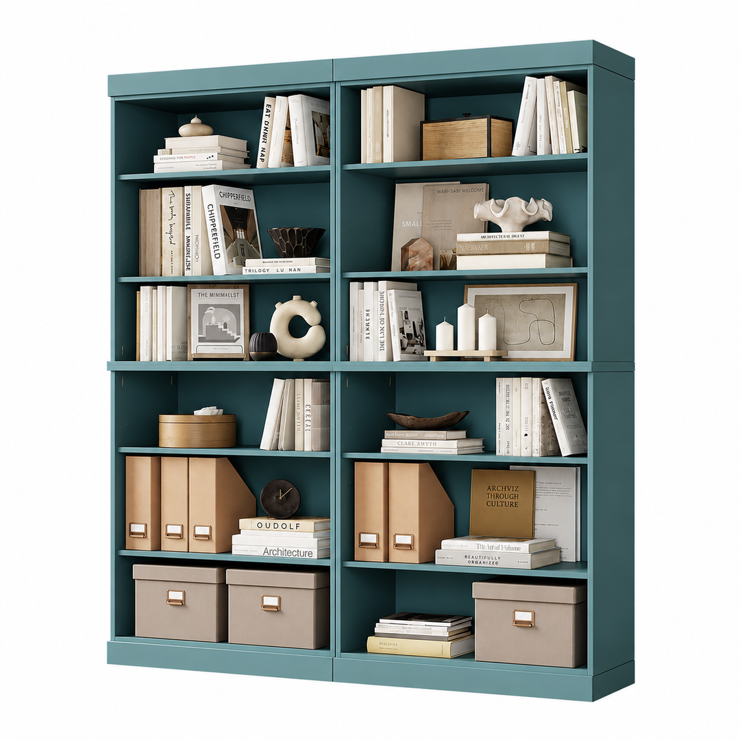 100% Solid Wood Tall Modular Bookcase Cabinet with 12 Adjustable Shelves, Open Display Storage Bookshelf, 64" W x 71.5" H