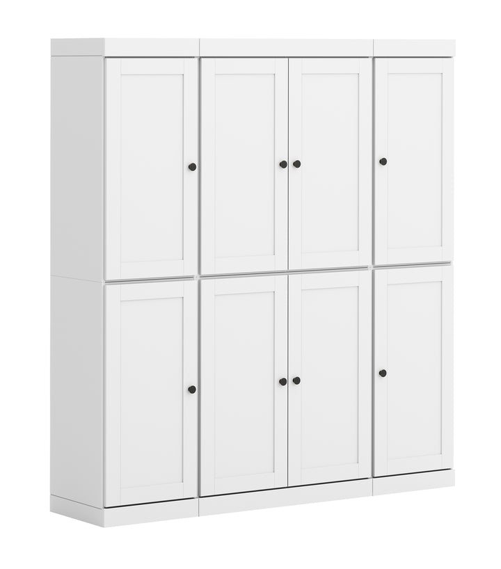 100% Solid Wood 65" Pantry Cabinet, 8 Shaker Wood Doors