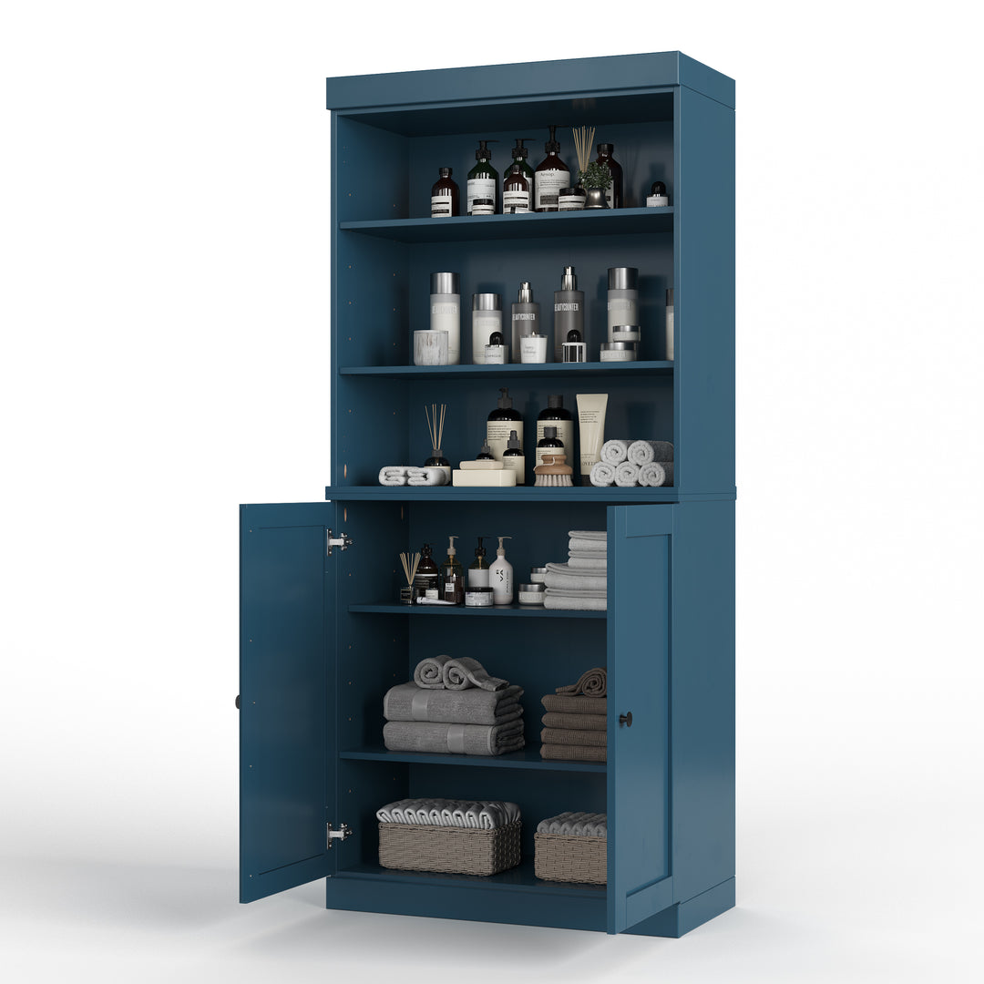 100% Solid Brazilian Pine Wood 32" Bathroom Storage Cabinet with Bottom Shaker Doors and Adjustable Shelves