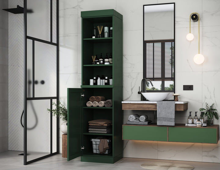 100% Solid Wood 16.5" Tall Bathroom Storage Cabinet , Shaker Door, Adjustable Shelves