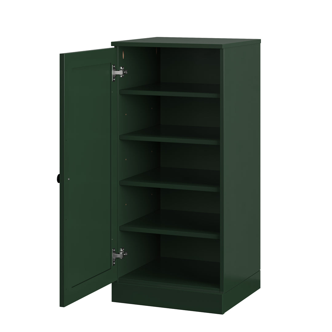 100% Solid Wood Narrow Shoe Storage Cabinet with Shaker Door, Adjustable Shelves, Space Saving Stackable Organizer, 16.5" W x 35.75" H