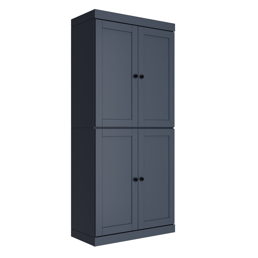 100% Solid Wood 32" Pantry Cabinet, Shaker Wood Doors, 2-Drawers