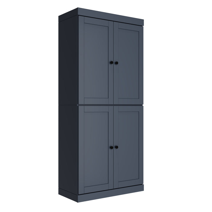 100% Solid Wood 32" Pantry Cabinet, Shaker Wood Doors, 2-Drawers