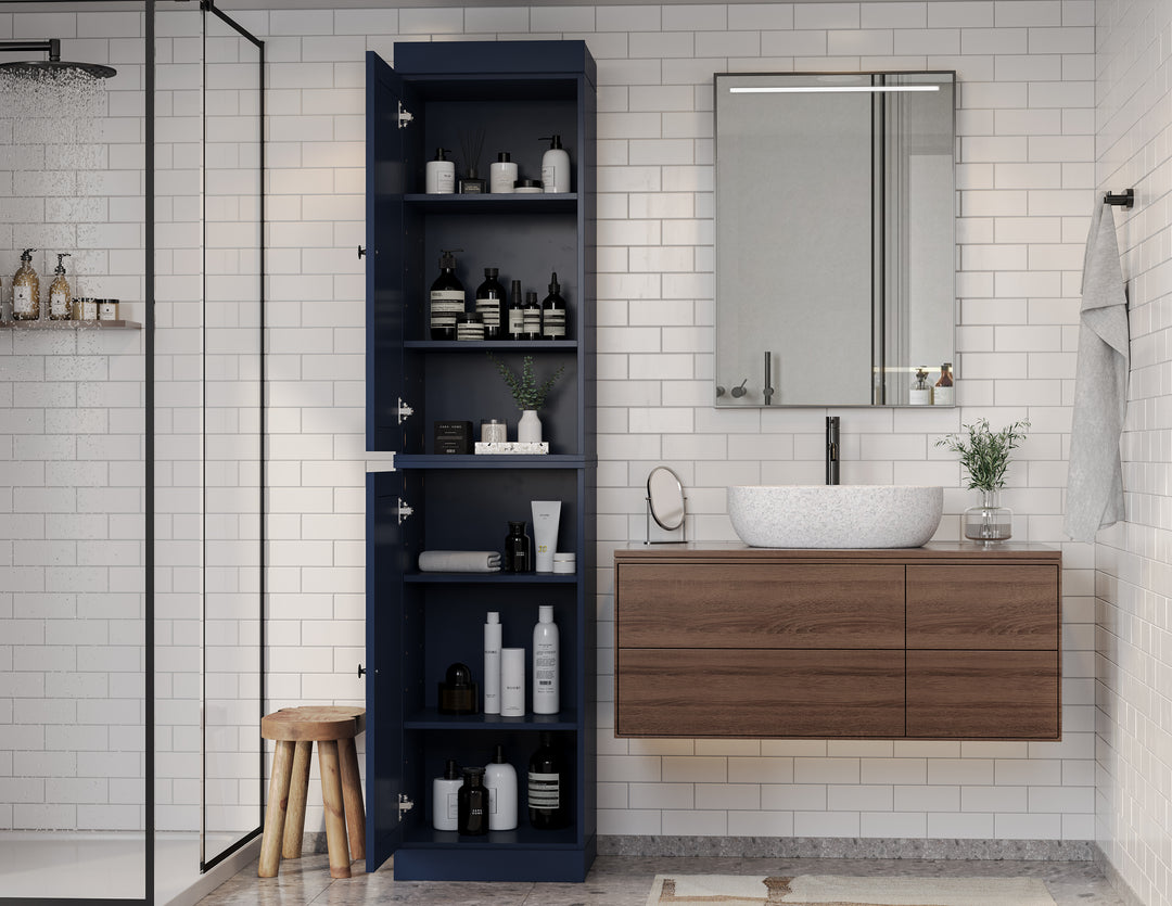 100% Solid Wood 16.5" Tall Bathroom Cabinet with Raised Panel Doors