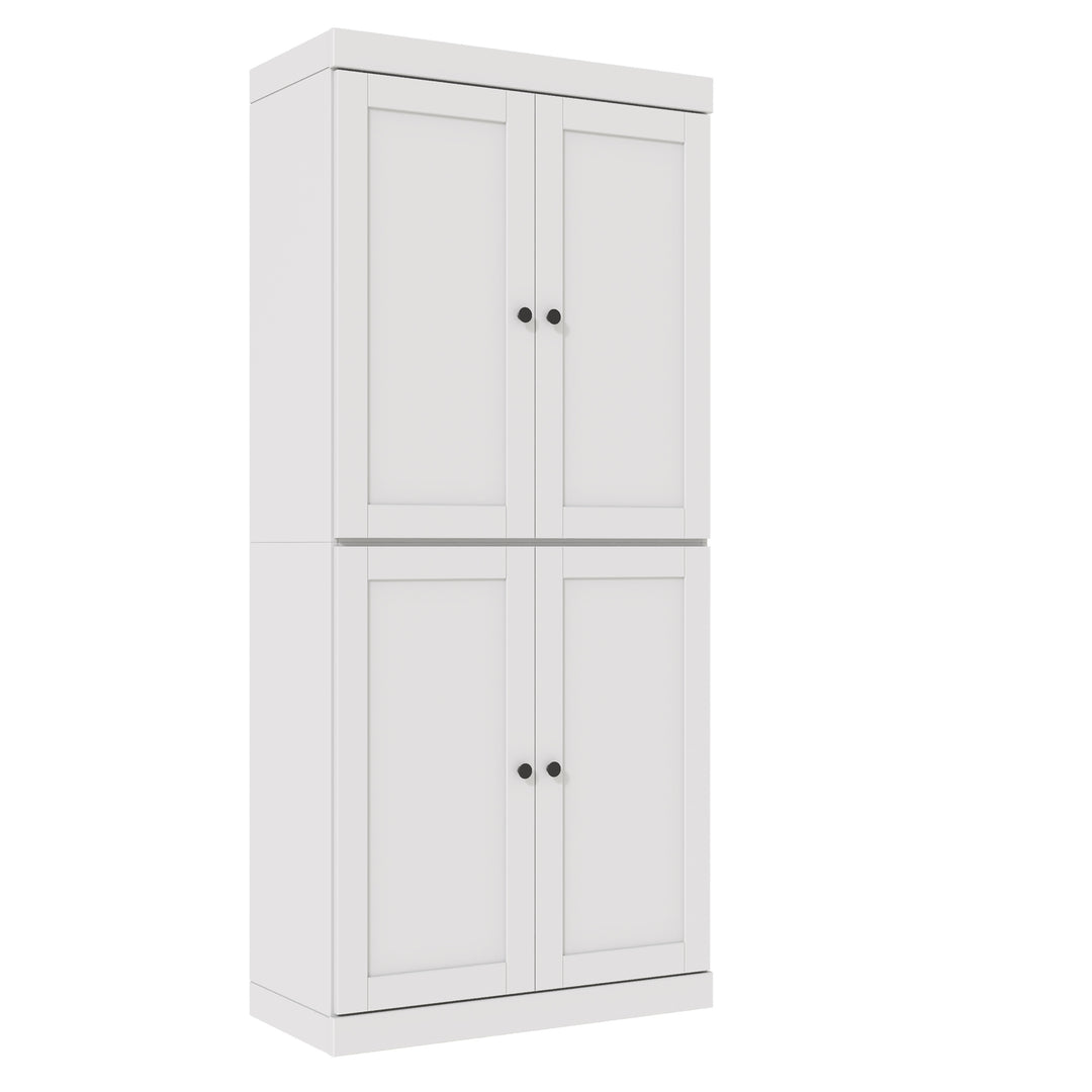 100% Solid Wood 6-Shelf 32" Bookcase, Shaker Wood Doors, Adjustable Shelves