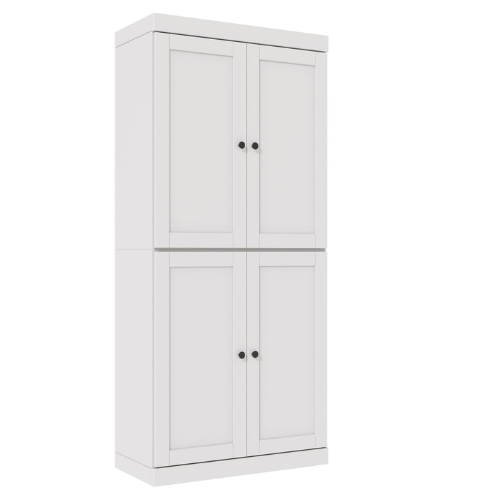 100% Solid Wood 6-Shelf 32" Bookcase, Shaker Wood Doors, Adjustable Shelves