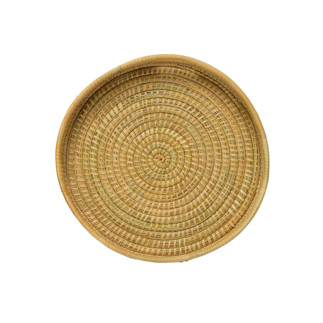 100% Handwoven Natural Rattan 17.5" Round Serving Tray, Boho Farmhouse Kitchen, Dining & Home Decor, Handcrafted – Authentic African Craftsmanship, Trays - Palace Imports