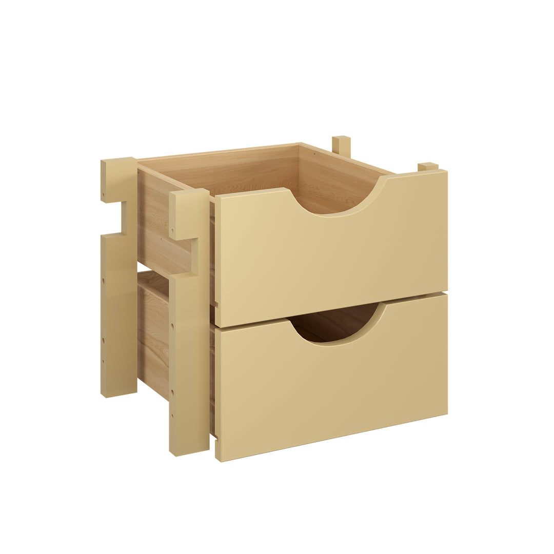 100% Solid Wood Modular Cabinet 2-Small Drawer Storage Kit For 16.5" Wide Cabinet
