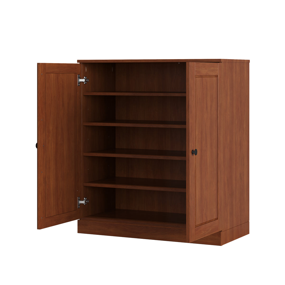100% Solid Wood Shoe Storage Cabinet with Raised Panel Doors, Adjustable Shelves, Space Saving Stackable Entryway Organizer, 32" W x 35.75" H
