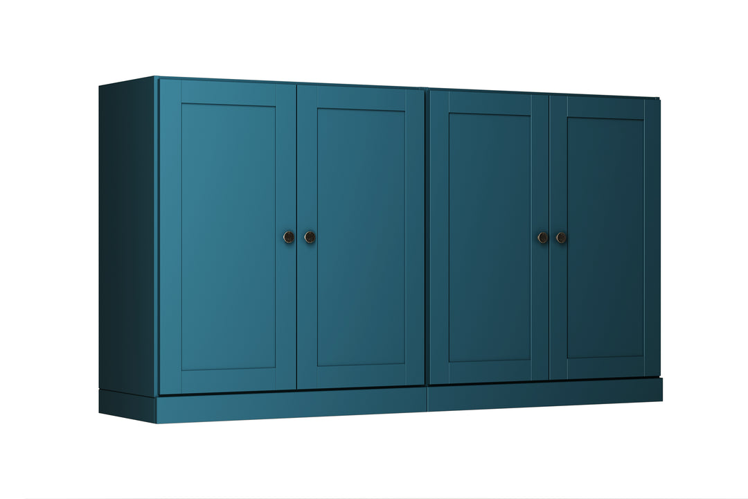 100% Solid Brazilian Pine Wood Sideboard, Shaker Doors, Adjustable Shelves, 64" Wide, 35.75" Tall