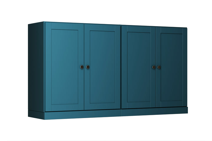 100% Solid Brazilian Pine Wood Sideboard, Shaker Doors, Adjustable Shelves, 64" Wide, 35.75" Tall