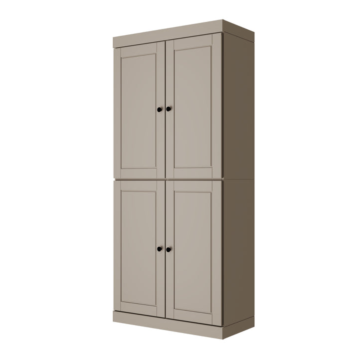 100% Solid Wood 6-Shelf 32" Bookcase, Raised Panel Doors, Adjustable Shelves