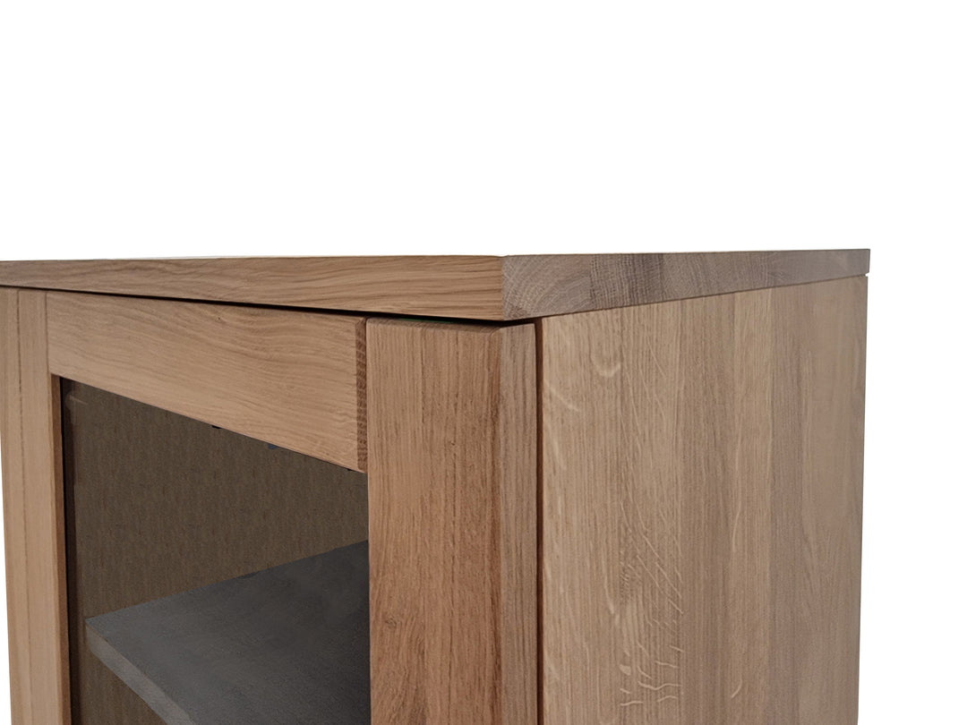 Premium 100% Solid European Oak Hardwood 6-Shelf Modular Bookcase with Tinted Glass Doors – 32" Wide, 71.5" Tall