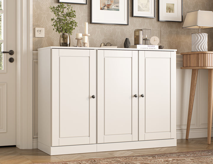 100% Solid Wood Shoe Storage Cabinet with Raised Panel Doors, Adjustable Shelves, Space Saving Modular Entryway Organizer, 48.5" W x 35.75" H