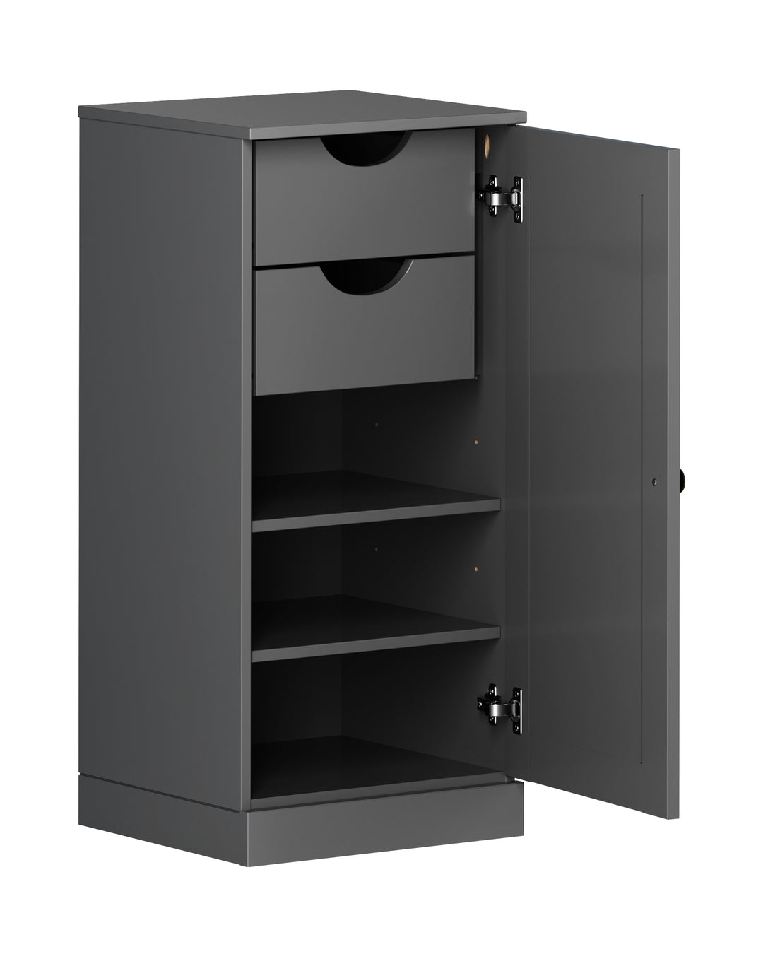 100% Solid Wood Bathroom Storage Cabinet, Shaker Door, 2 Drawers, Adjustable Shelves, 16.5" Wide, 35.75" Tall