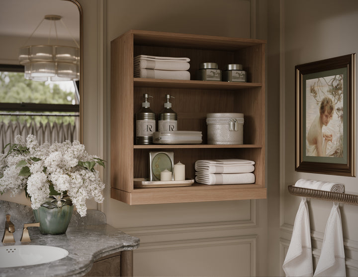 Premium 100% Solid European Oak Bathroom Wall Cabinet, Hanging Storage, 32" Wide, 71.5" Tall