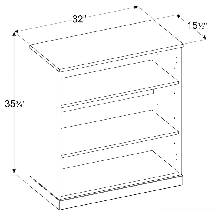 Premium 100% Solid European Oak Hardwood 3-Shelf Modular Bookcase – 32" Wide, 35.75" Tall