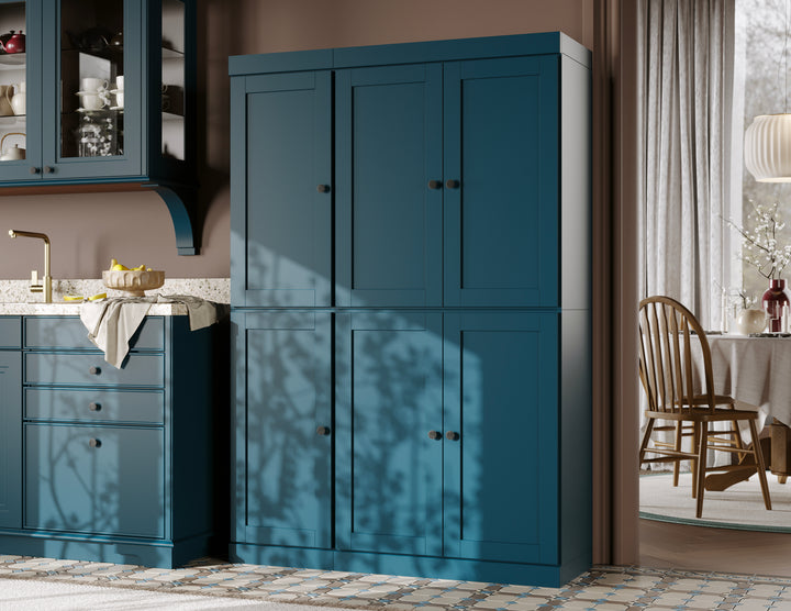 100% Solid Wood 48.5" Pantry Cabinet, Shaker Wood Doors