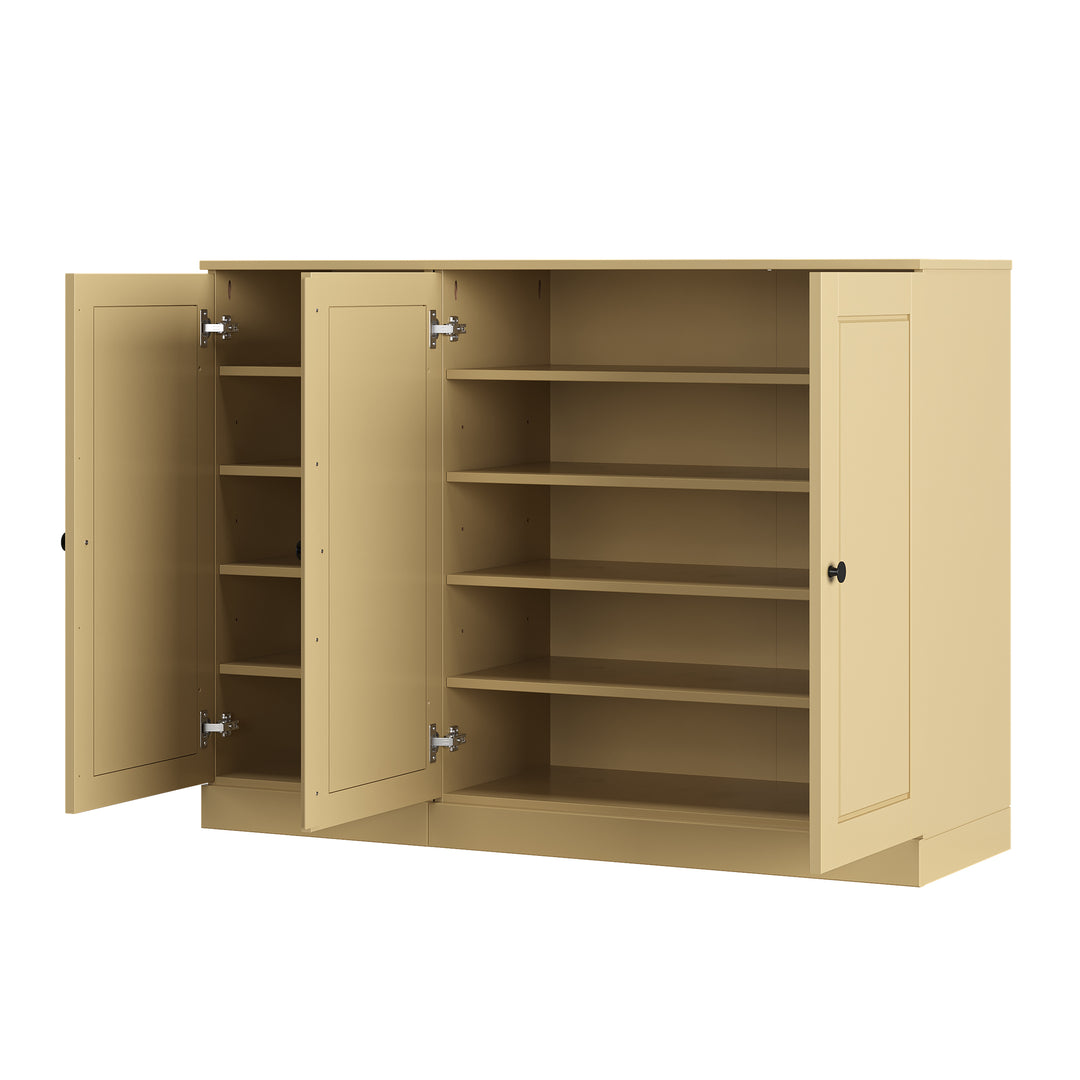 100% Solid Wood Shoe Storage Cabinet with Raised Panel Doors, Adjustable Shelves, Space Saving Modular Entryway Organizer, 48.5" W x 35.75" H