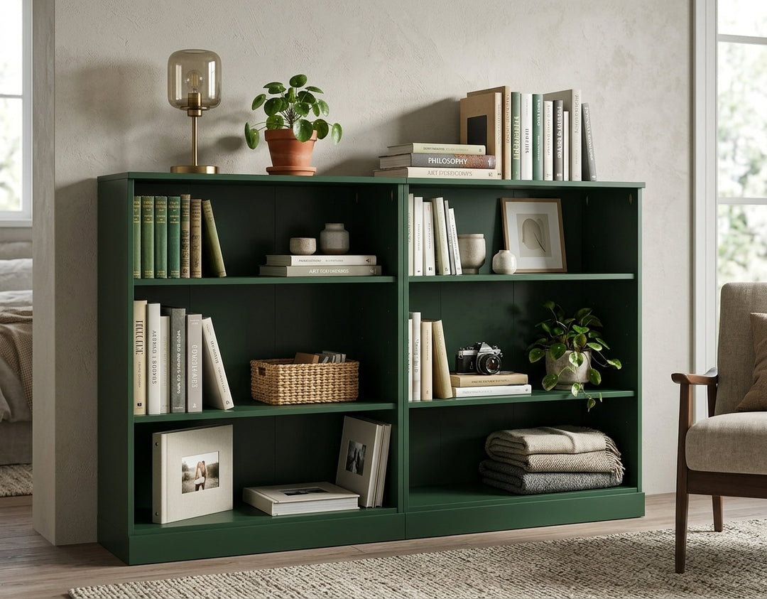 100% Solid Wood Freestanding Modular 6-Shelf Bookcase Cabinet with Open Adjustable Shelves, Display Storage Bookshelf, 64" W x 35.75" H