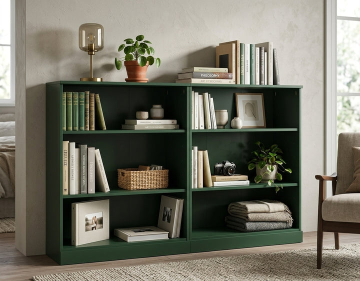100% Solid Wood Freestanding Modular 6-Shelf Bookcase Cabinet with Open Adjustable Shelves, Display Storage Bookshelf, 64" W x 35.75" H