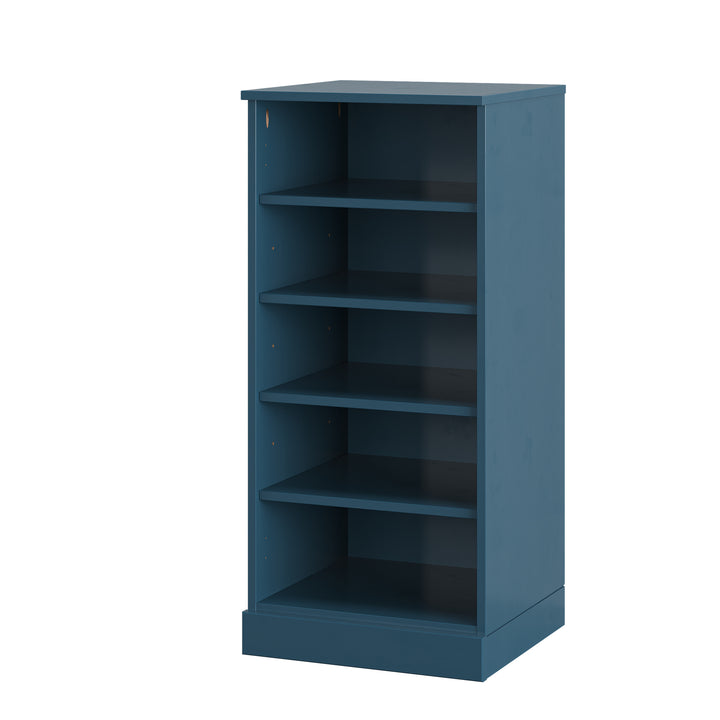 100% Solid Wood Narrow Open Shoe Storage Cabinet with Adjustable Shelves, Space Saving Stackable Organizer, 16.5" W x 35.75" H