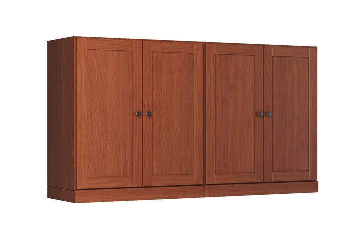 100% Solid Brazilian Pine Wood Sideboard, Shaker Doors, Adjustable Shelves, 64" Wide, 35.75" Tall