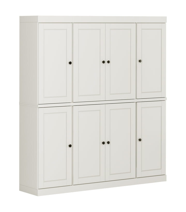 100% Solid Wood Kitchen Pantry Cabinet, Tall Freestanding Modular Storage with Raised Panel Doors & 2 Drawers, Adjustable Shelves, 65" W x 71.5" H