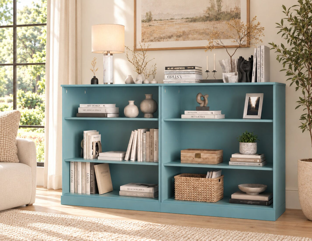 100% Solid Wood Freestanding Modular 6-Shelf Bookcase Cabinet with Open Adjustable Shelves, Display Storage Bookshelf, 64" W x 35.75" H
