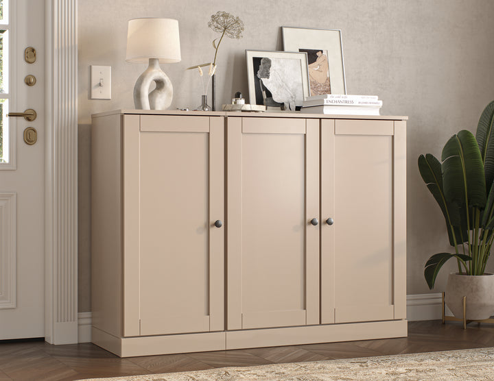 100% Solid Wood Shoe Storage Cabinet with Shaker Doors, Adjustable Shelves, Space Saving Modular Entryway Organizer, 48.5" W x 35.75" H